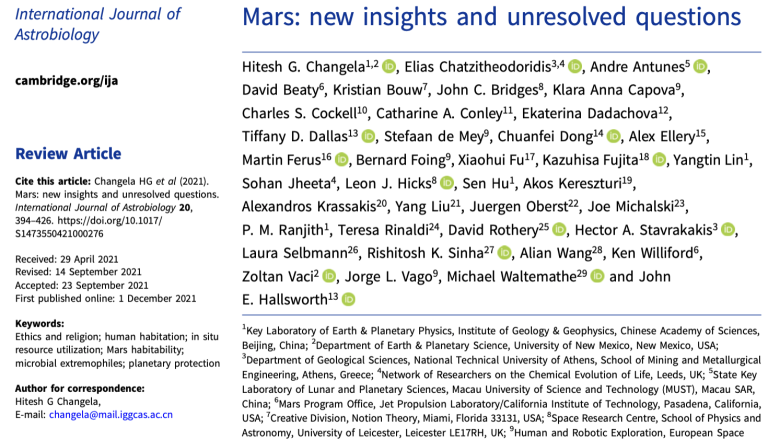 Mars: New insights and unresolved questions