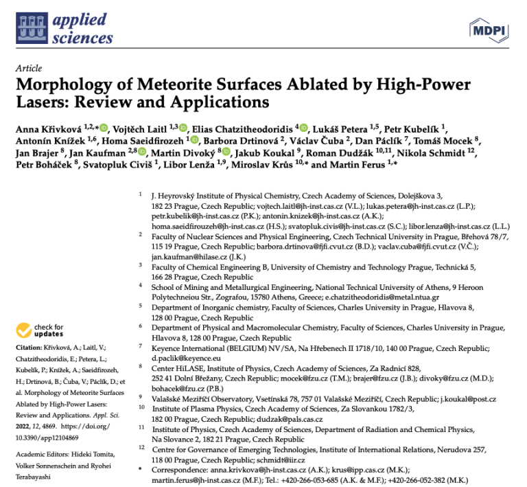Morphology of Meteorite Surfaces Ablated by High-Power Lasers: Review and Applications
